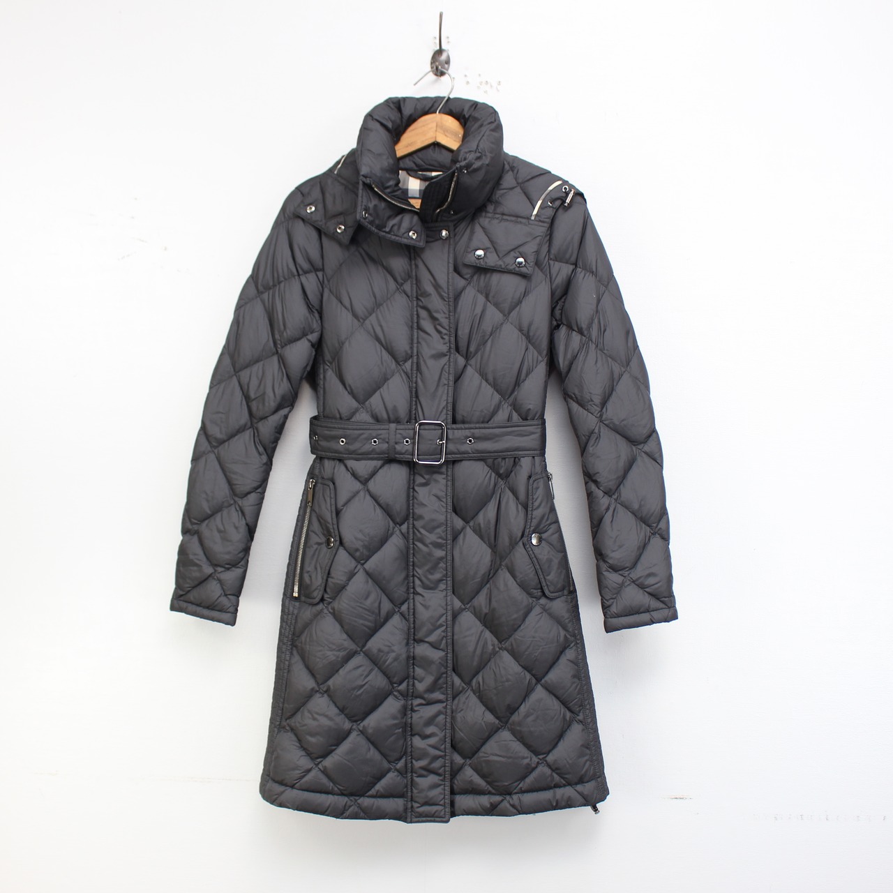 BURBERRY LONDON HOODED BELTED QUILTING DOWN COAT/バーバリー 