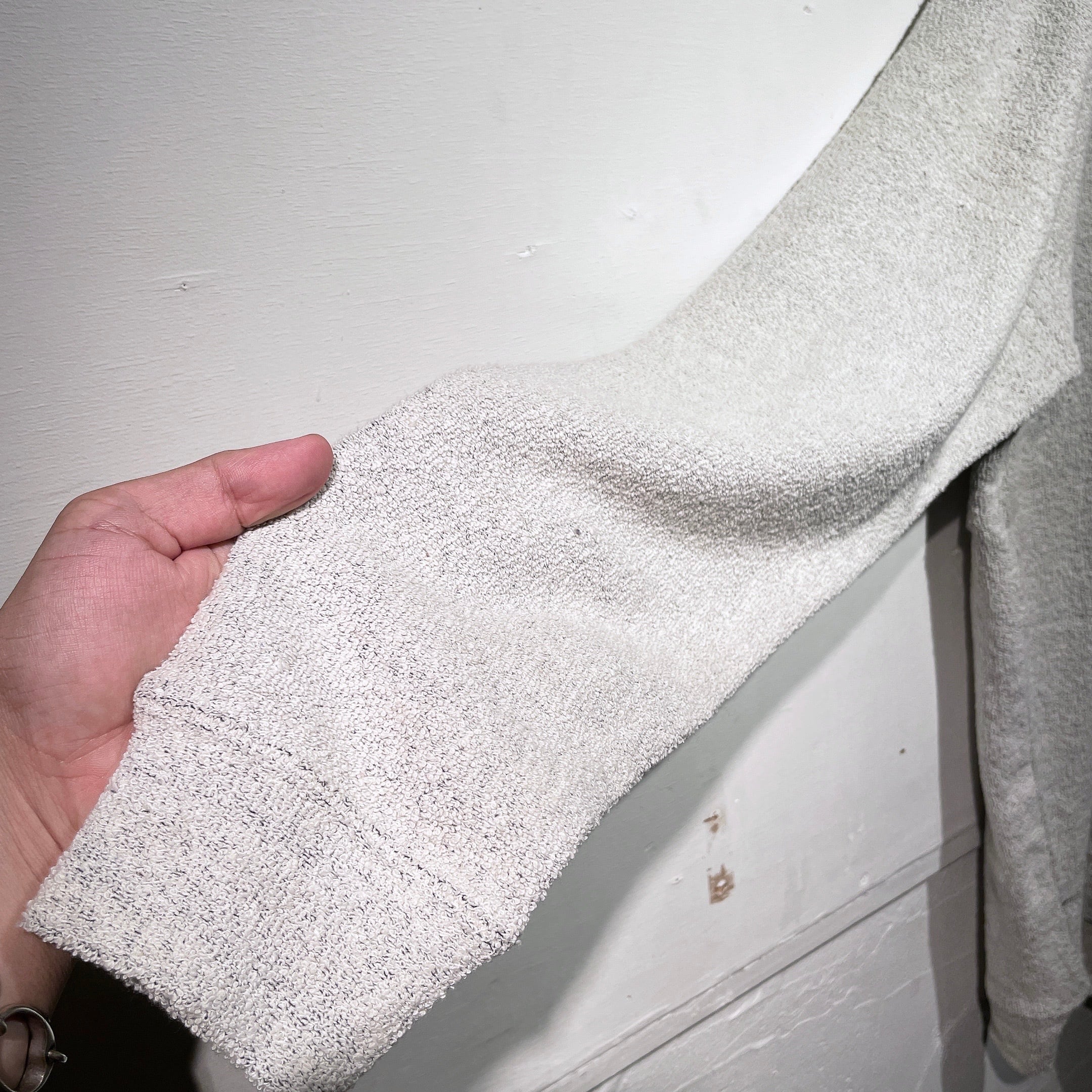 Ecru white color solid nep embroidery cotton knit