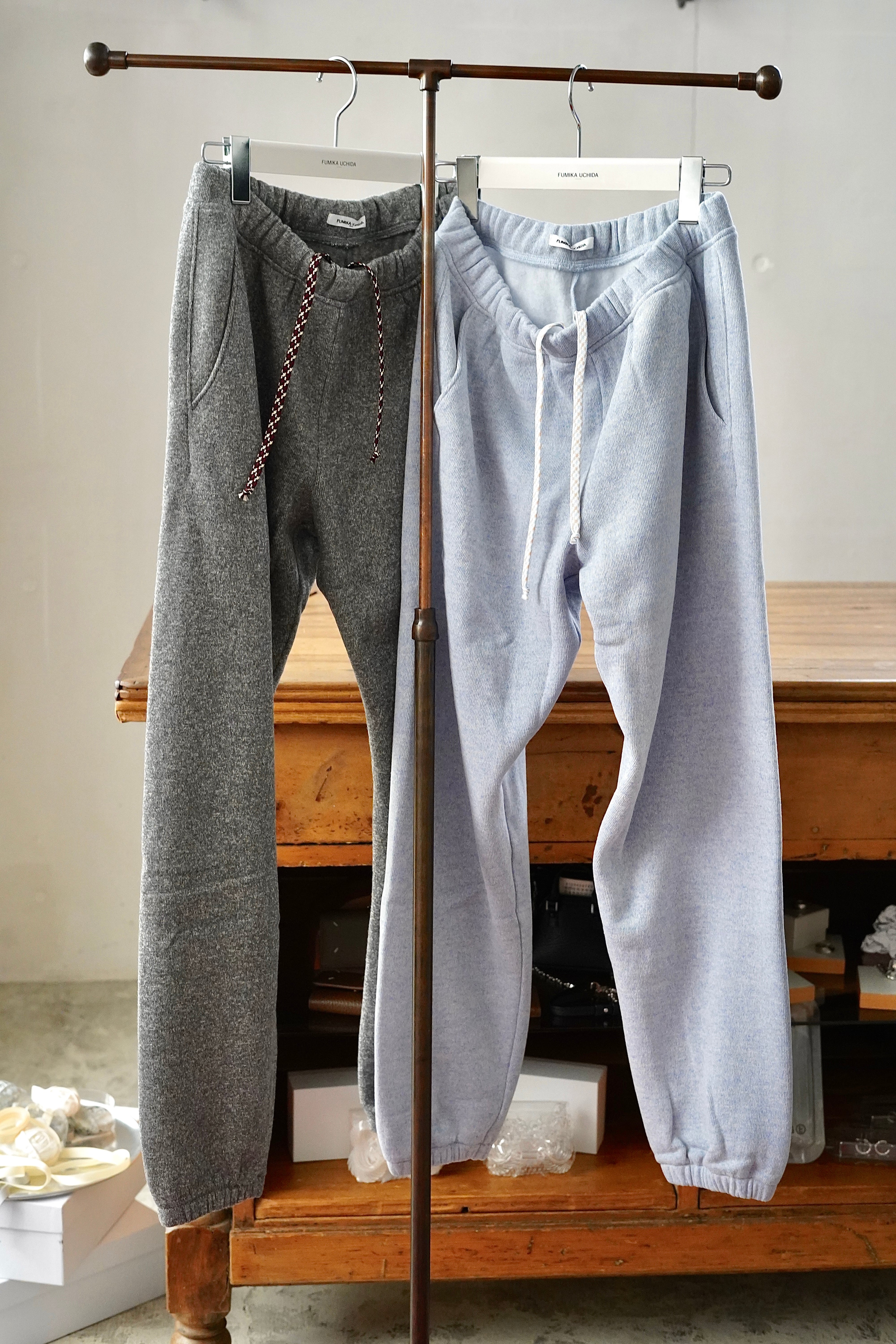 FUMIKA_UCHIDA / Wool French Terry Track Pants (TOP SAX, TOP GRAY
