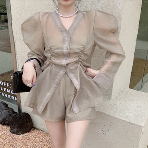 バブルスリーブオーガンジーセットアップパンツ　　22273