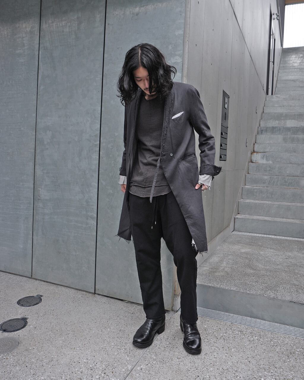 ASKYY / Y LAPEL LONG JACKET / DGRY | ASKYY TOKYO FLAGSHIP