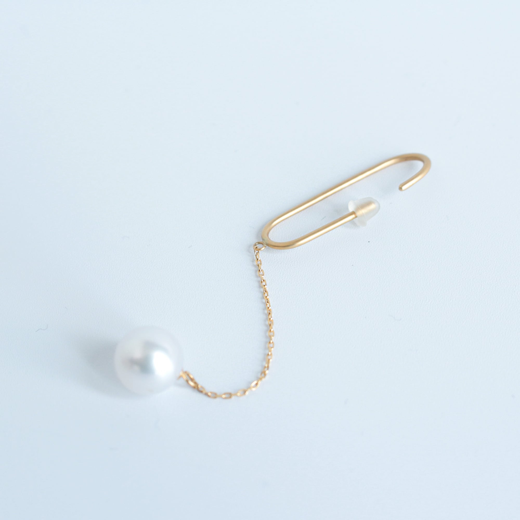 K18 K10 パール ロング チェーン イヤーカフ / Clip Pearl Earcuff M