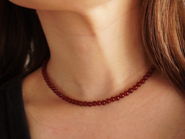 【 WAVE 】red agate × goldfilled ball necklace