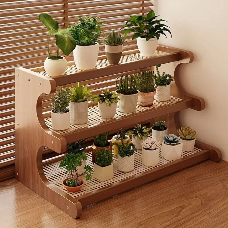 ディスプレイ棚 木製 排水機能付き 観葉植物 雑貨 ナチュラル 2段 3段