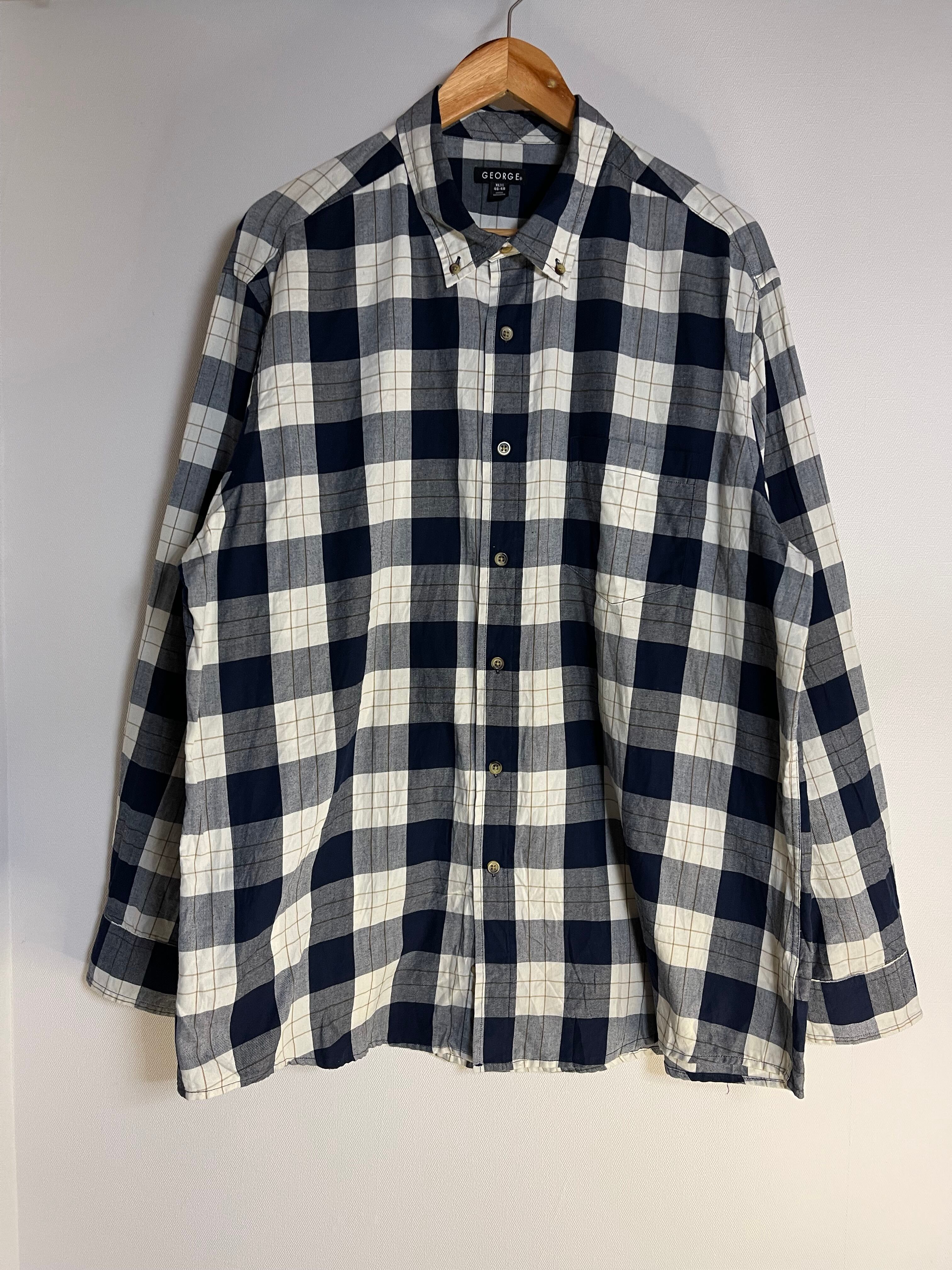 ジョージ オーバーサイズ ネイビーチェックシャツ | 古着屋SLAP