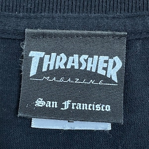 【THRASHER】バックプリント ワンポイント ロゴ ポケットTシャツ ポケt プリント L クルーネック スラッシャー スケボー 半袖 US古着