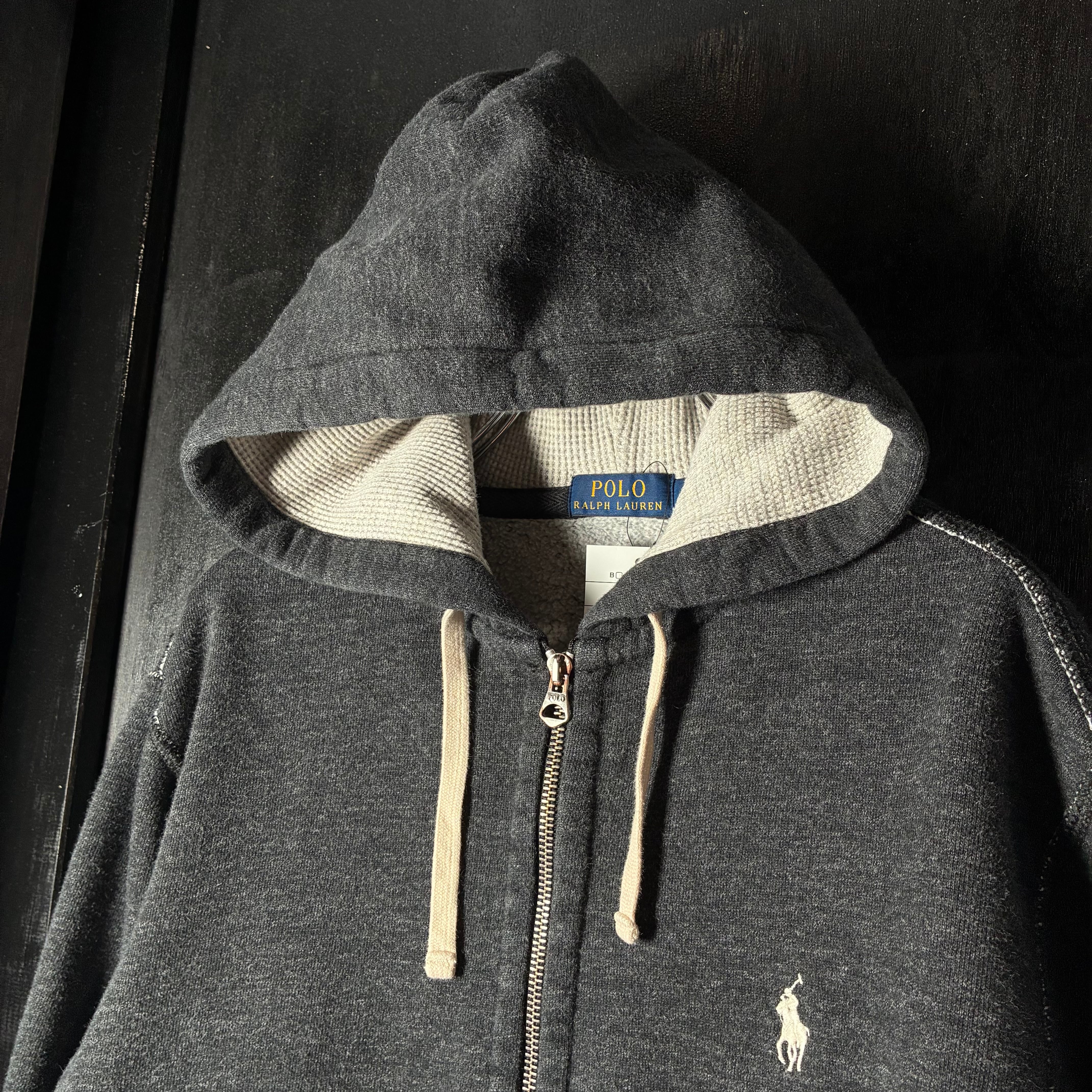【POLO RALPH LAUREN】裏サーマル ジップパーカー グレー M Polo Ralph Lauren】裏サーマル ジップパーカー M グレー