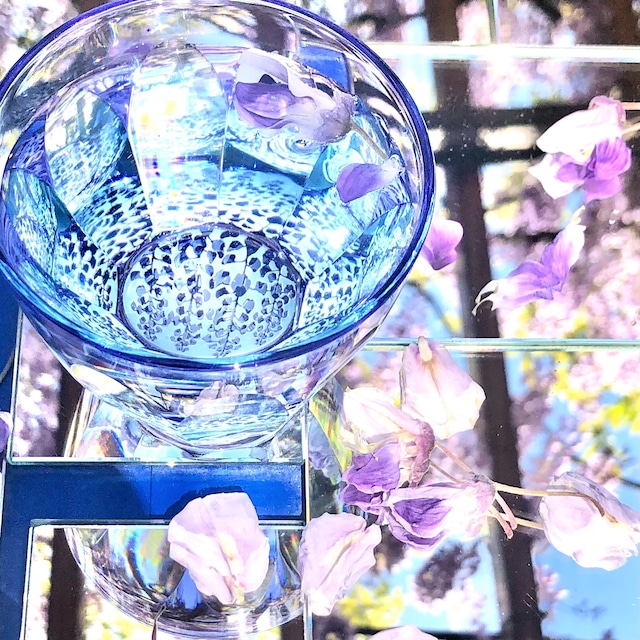砂切子　藤（金紫×ライトブルー）