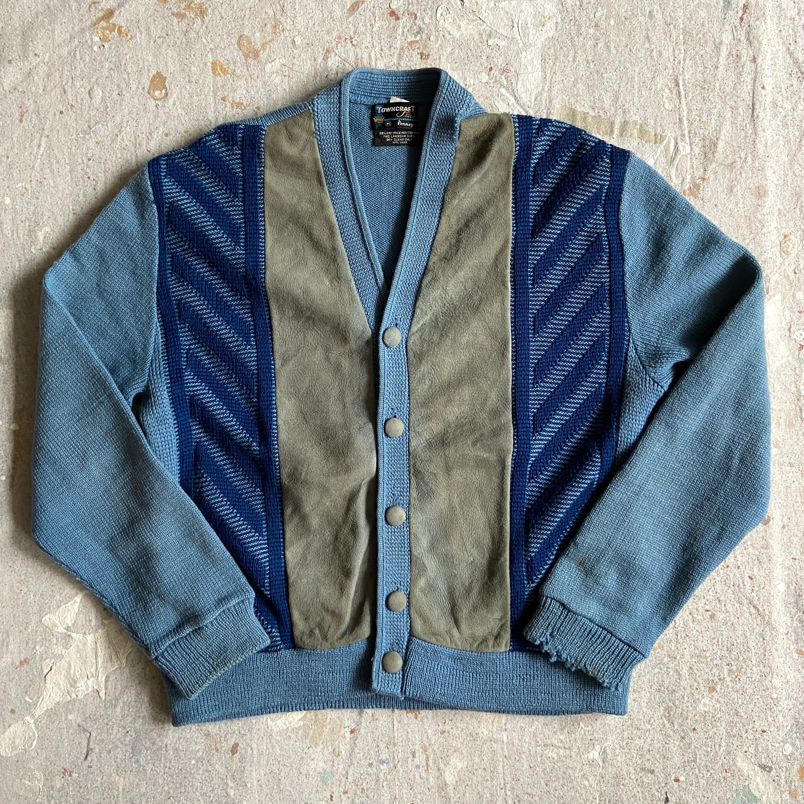 1960~70s Vintage TOWNCRAFT Wool Cardigan M Made in USA F942