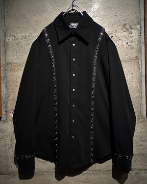 【Caka】"SHRINE" Ring × Studs Design Vintage L/S Shirt