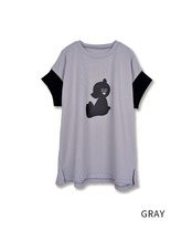 COOLAベアープリントリブスリーブTOPS (GRAY)　CQ-48133
