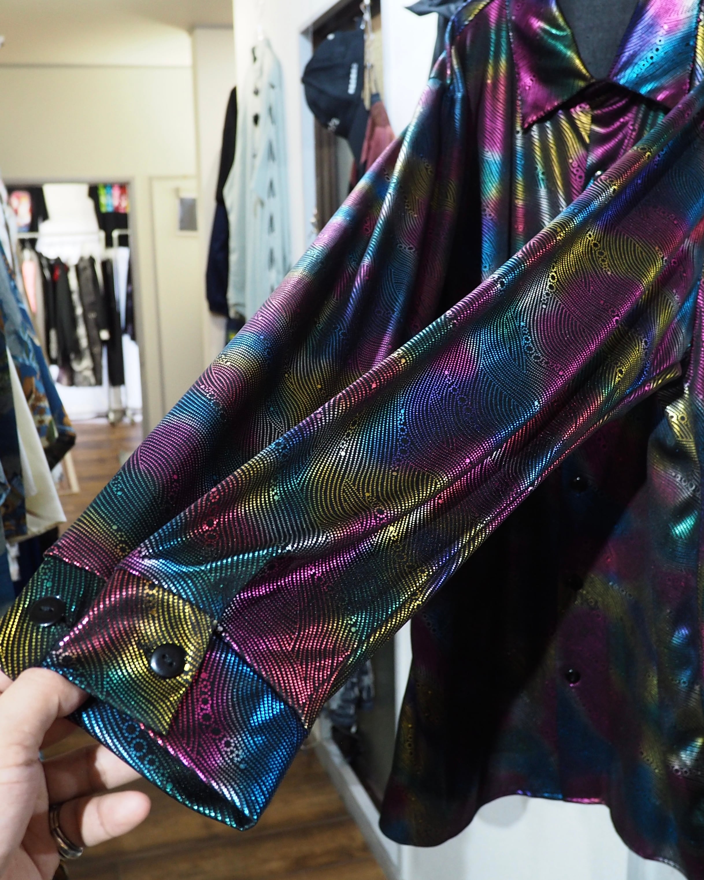 Bewitching Beautiful Purple Aurora pattern vintage Drape loose shirt
