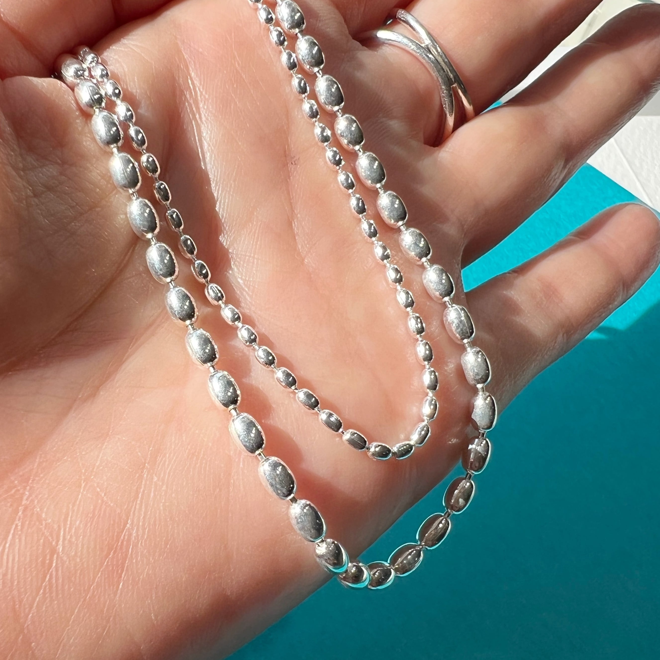 太ライスチェーン 40cm and 中ライスチェーン 選べる長さネックレス