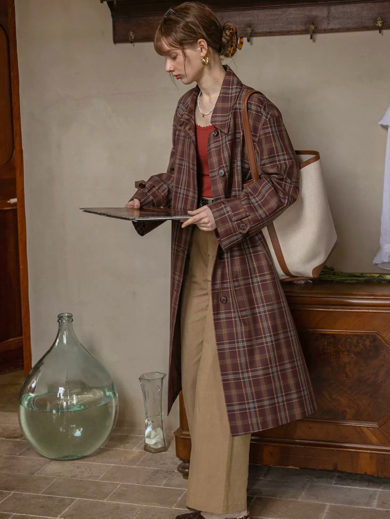 Arden Classic Check Trench Coat F0818