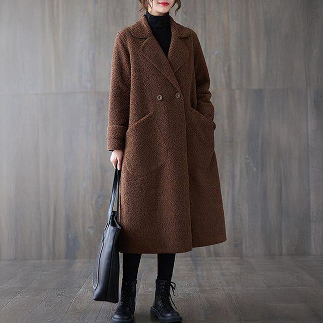 Plus size wool-like chester coat (SN242)