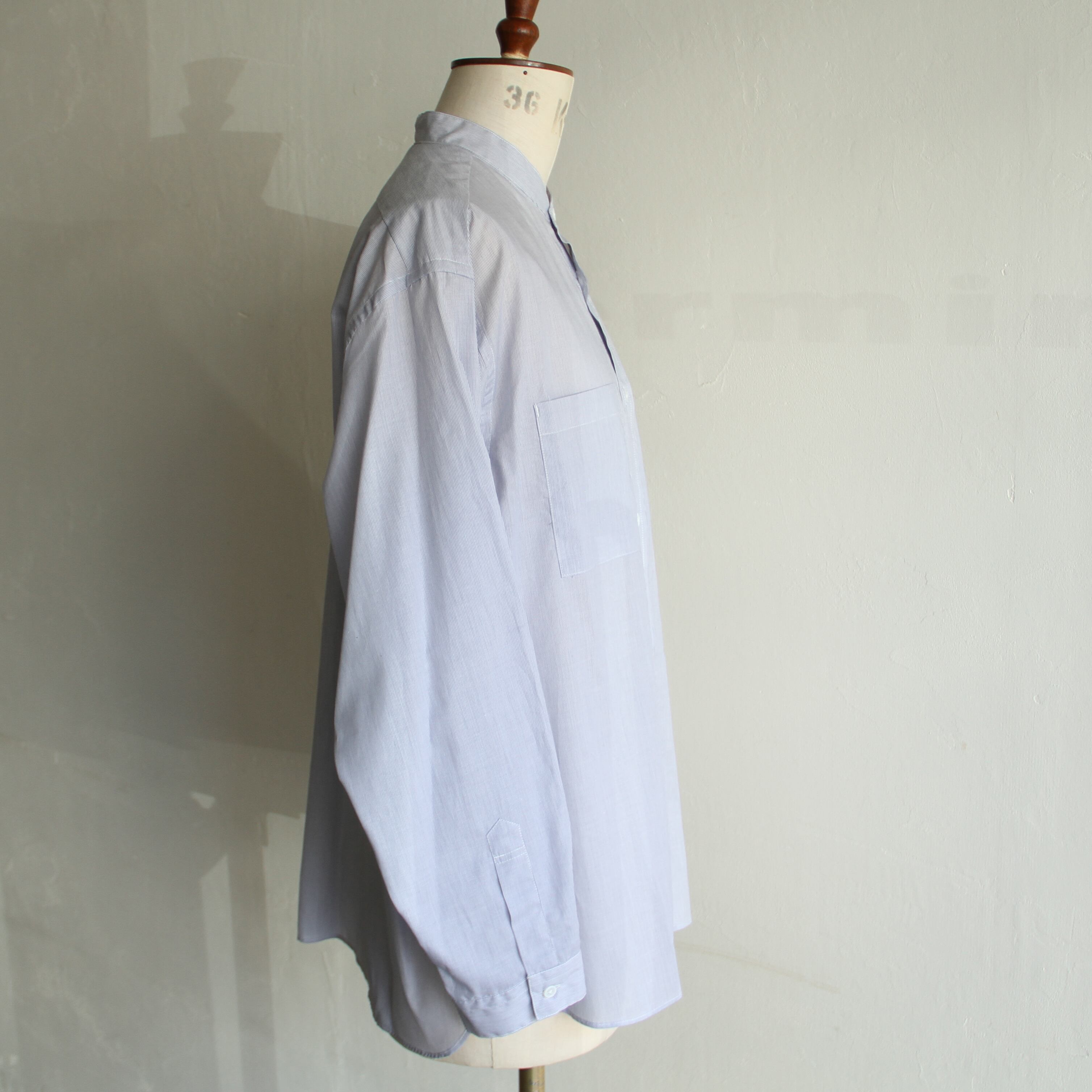 STILL BY HAND Cotton stripe band collar shirt | Terminal