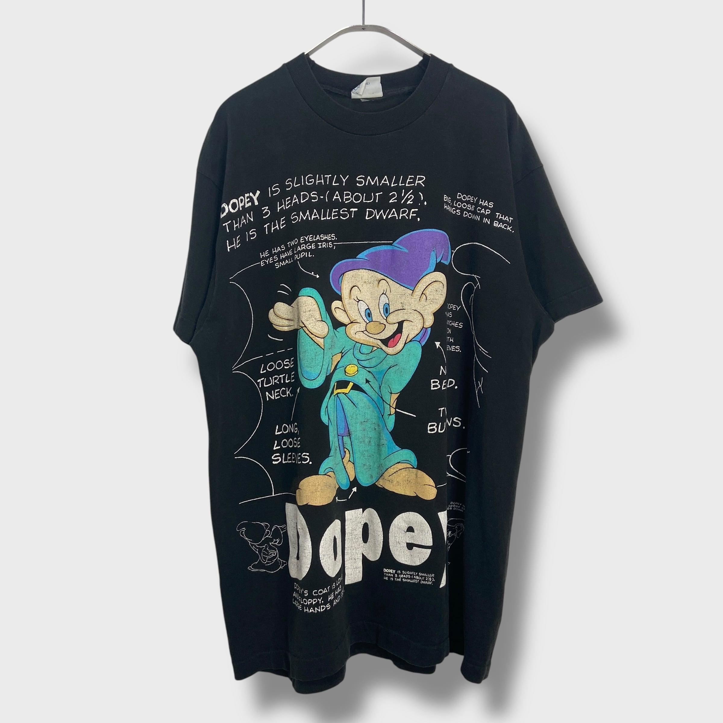 90s 白雪姫 7人の小人 dopey キャラクターTシャツ ディズニー 黒