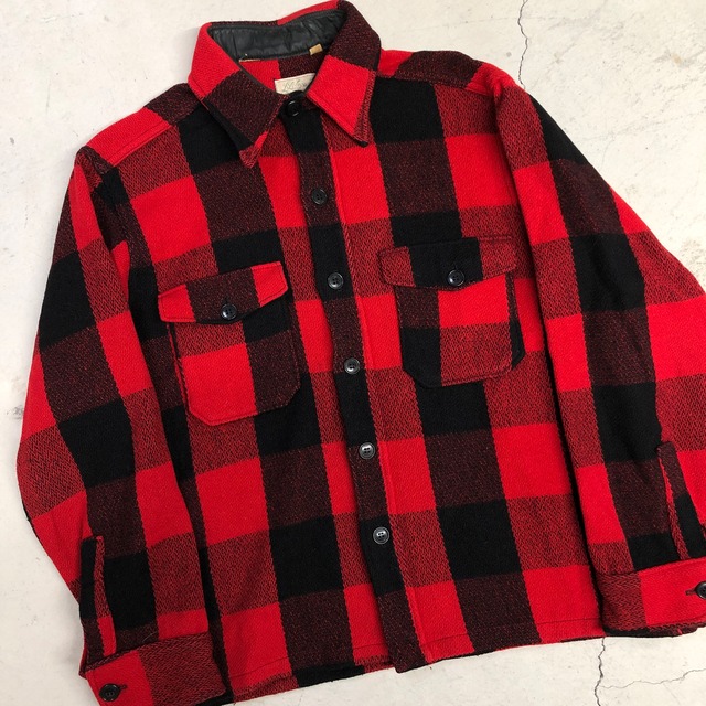 1960s LL BEAN RED WOOL CHECK SHIRT