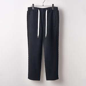 Wool felt cable ankle pants / Black