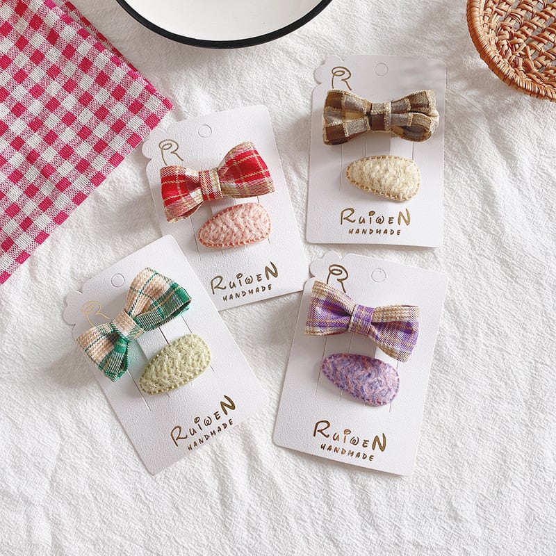 ハンドメイド♡キッズ起毛チェックリボンパール手袋ピンク 