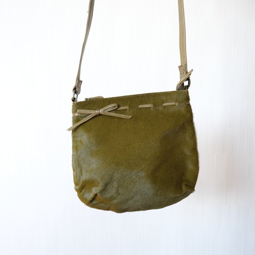 sac / ハラコグリーンポシェット