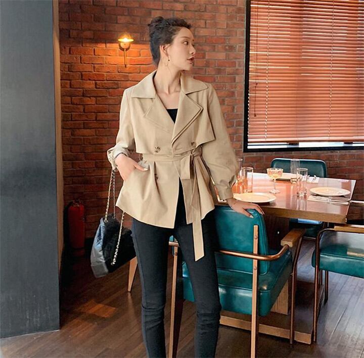 初秋新作!マスタードコート 女性 気質 短いスタイル ウインドブレーカー