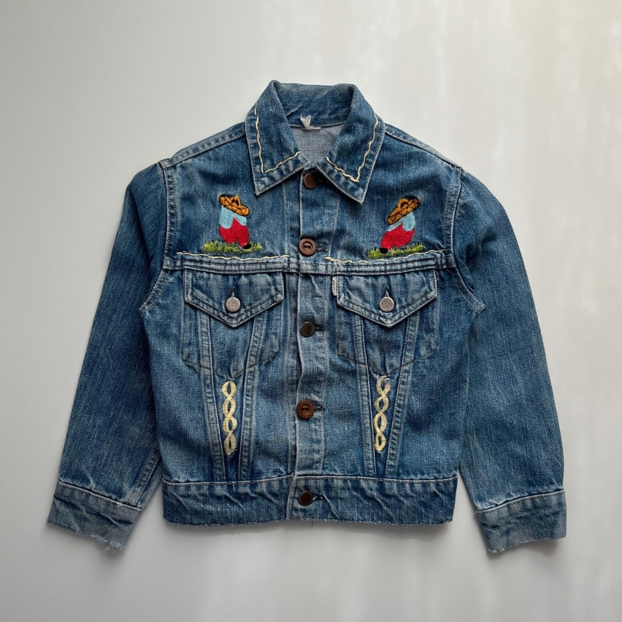 ＜VINTAGE＞Kids Embroidery Denim Jacket 7~8Y相当 (2610JK13)｜キッズ  ホースエンブロイダリー ヴィンテージ デニムジャケット - 2