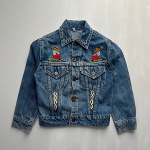 ＜VINTAGE＞Kids Embroidery Denim Jacket 7~8Y相当 (2610JK13)｜キッズ  ホースエンブロイダリー ヴィンテージ デニムジャケット