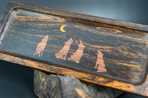 【黄王檀】リオグランデパリサンダー ペントレイ 象嵌 月に吠える