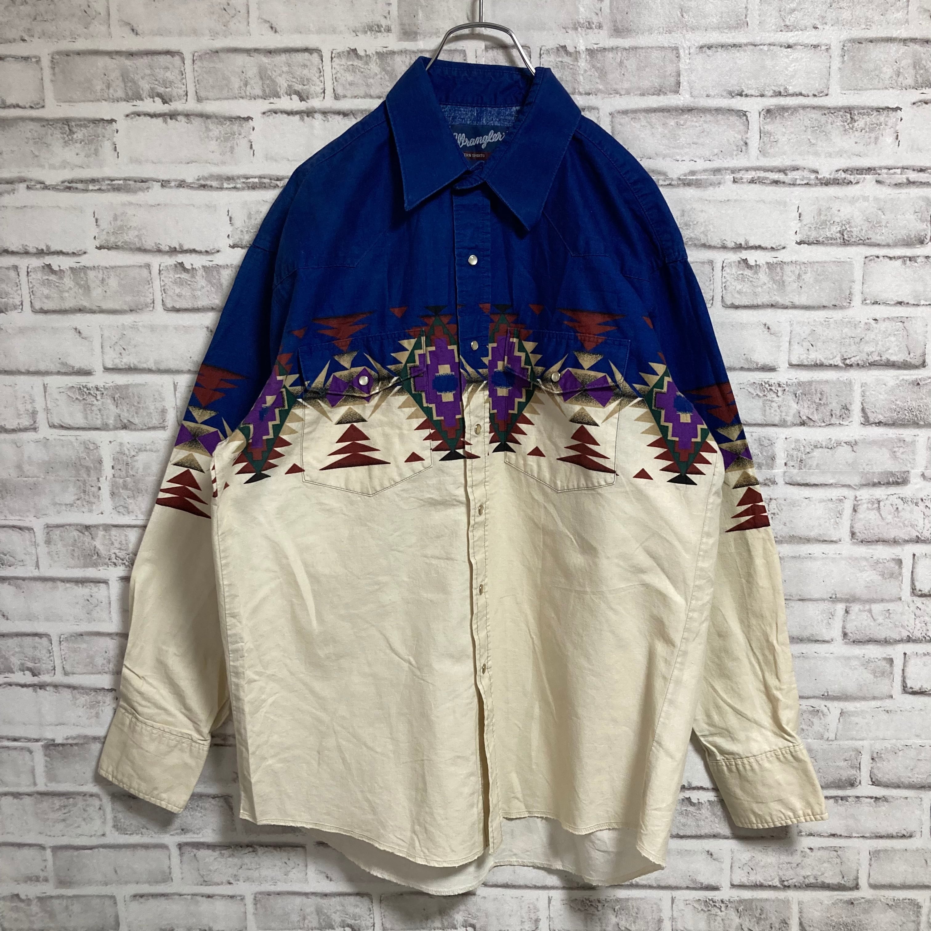 WranglerL/S Native Pattern Western Shirt L ラングラー 総柄シャツ