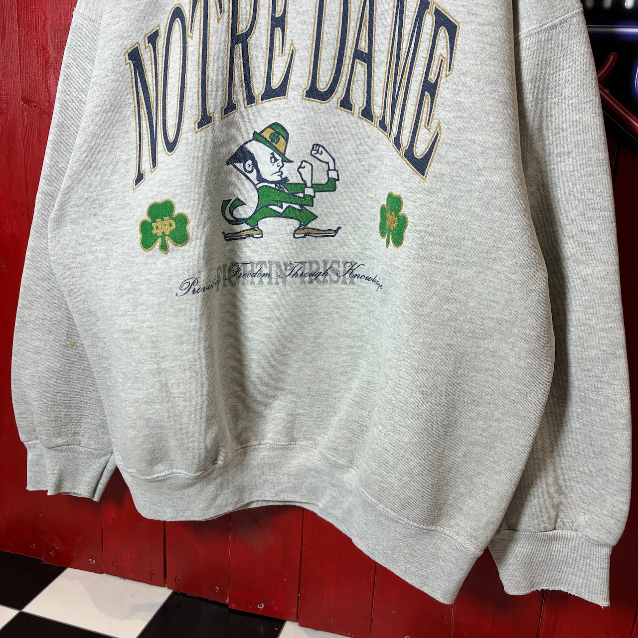 90s USA製 NOTRE DAME “FIGHTING IRISH” スウェット XL グレー