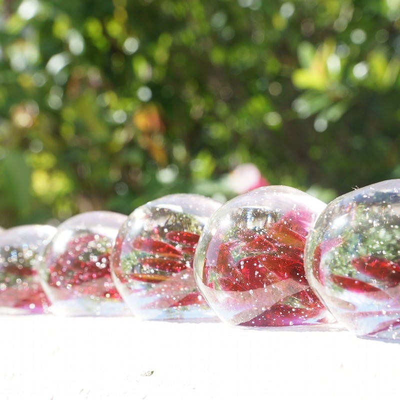 沖縄の自然シリーズ ペーパーウェイト「ブーゲンビレア」 【琉球ガラス