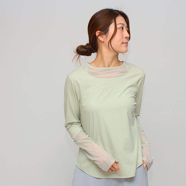 【一点投入で旬顔】 チュールコンビ・レイヤードシアートップス ‐ LER-2632 ミント ‐
