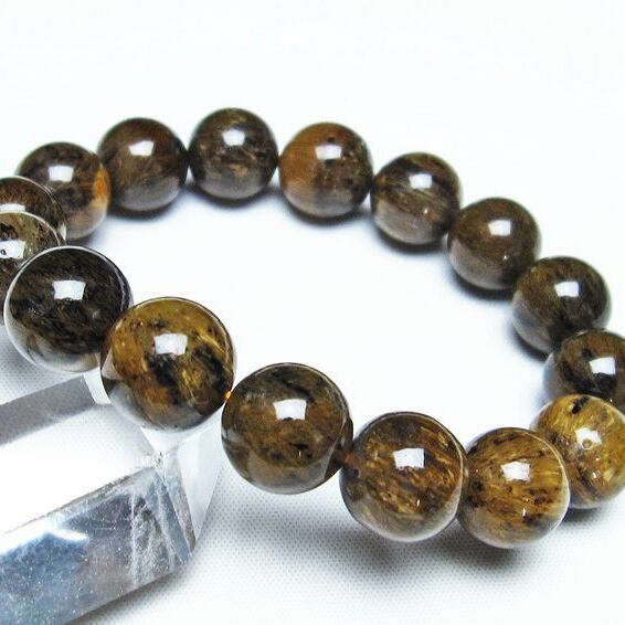 ルチルインアゲート ブレスレット 13mm アゲット 一点物  111-29813