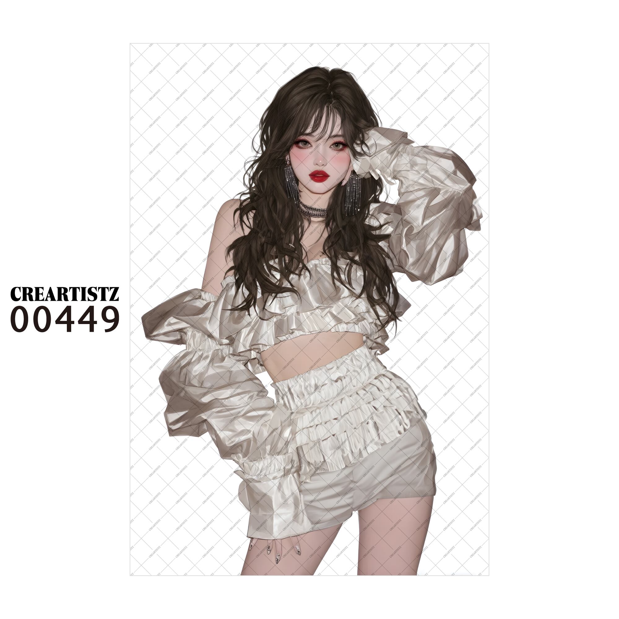 00449 ガール キュート オリジナル ペーパー/ステッカー 4枚セット CREARTISTZ