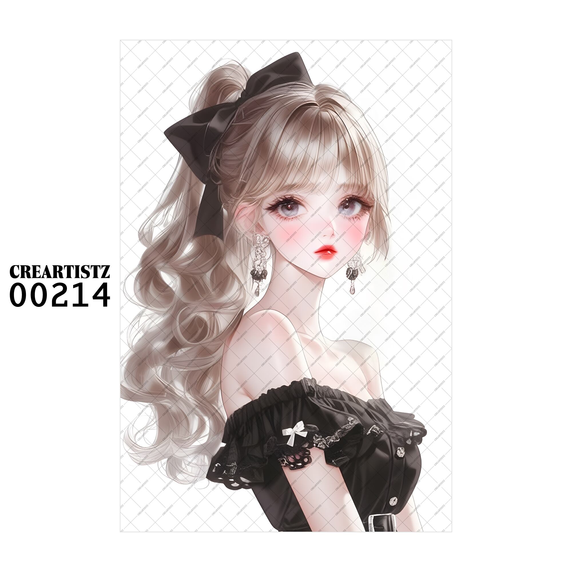 00214 ガール キュート オリジナル ペーパー/ステッカー 4枚セット CREARTISTZ