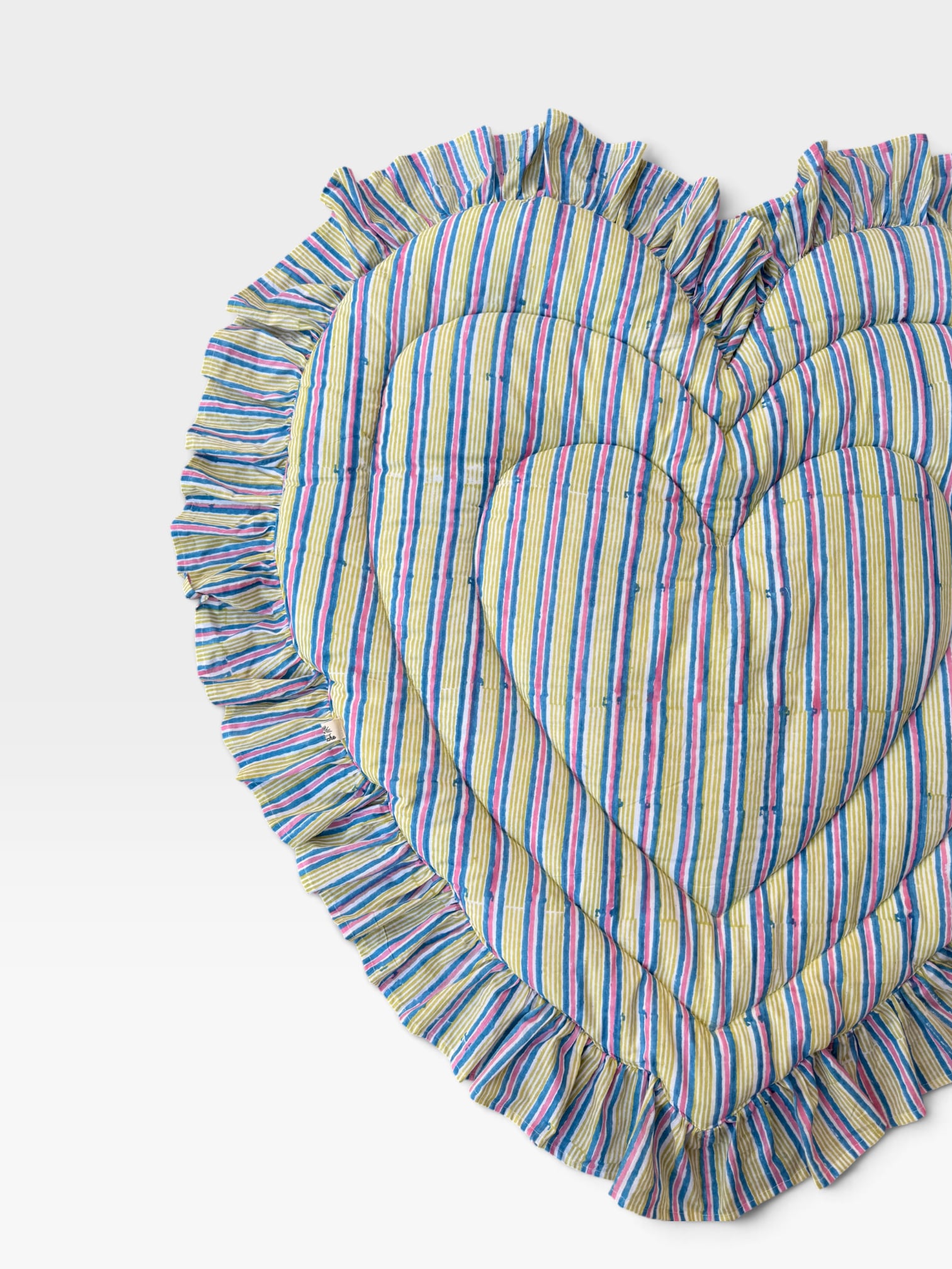 Baby Play Mat Heart Frill -Regular Size / Soft Autumn Colors-Candy Stripe【saruche】