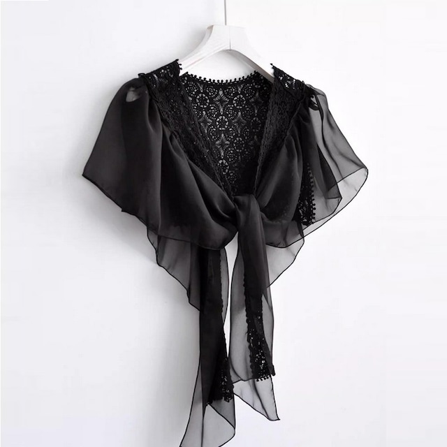 レース&シフォンケープ風ボレロ ds0952