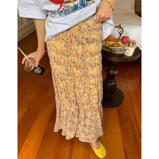【シフォンギャザーマキシ丈ロングスカート】P00822