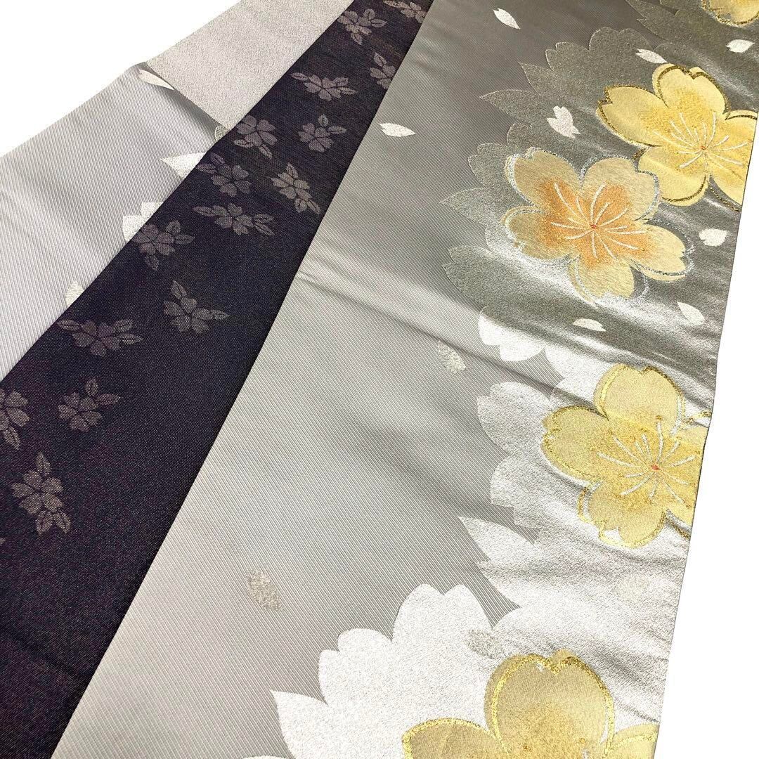 O-2899 袋帯 大きな桜の花模様 銀色 振袖 | リユース着物専門店 わびさび
