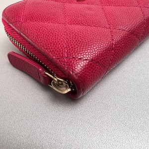 CHANEL シャネル マトラッセ ココマーク キャビアスキン 小銭入れ、コインケース ピンク A-13336