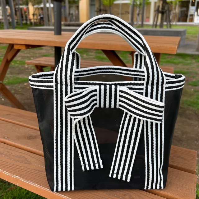 Border ribbon bag(small・medium・large)