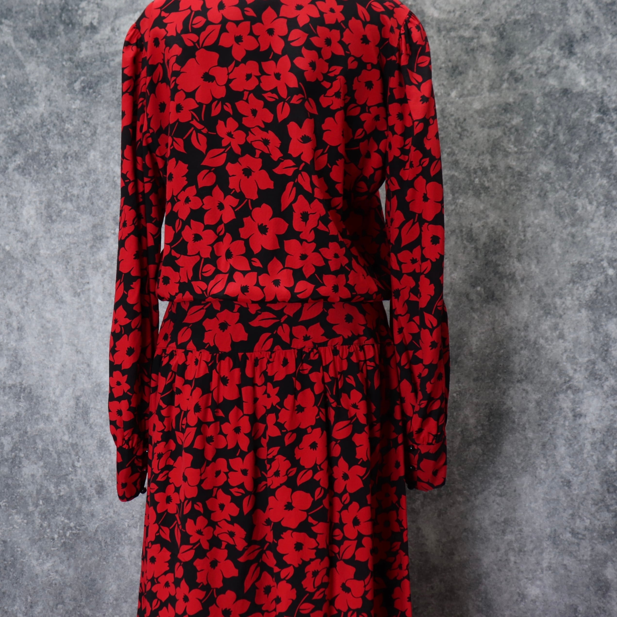 レディース 70 80年代 Usa製 ヴィンテージ 花柄 ワンピース ハイネック アメリカ古着 ブラック M L187 Roger S Ladies ロジャース レディース