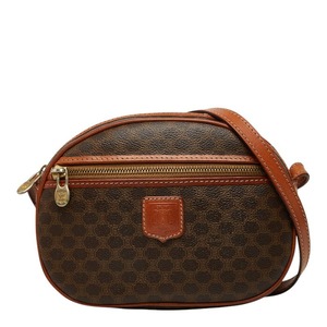 セリーヌ マカダム 斜め掛け ショルダーバッグ ブラウン PVC レザー レディース CELINE 【中古】