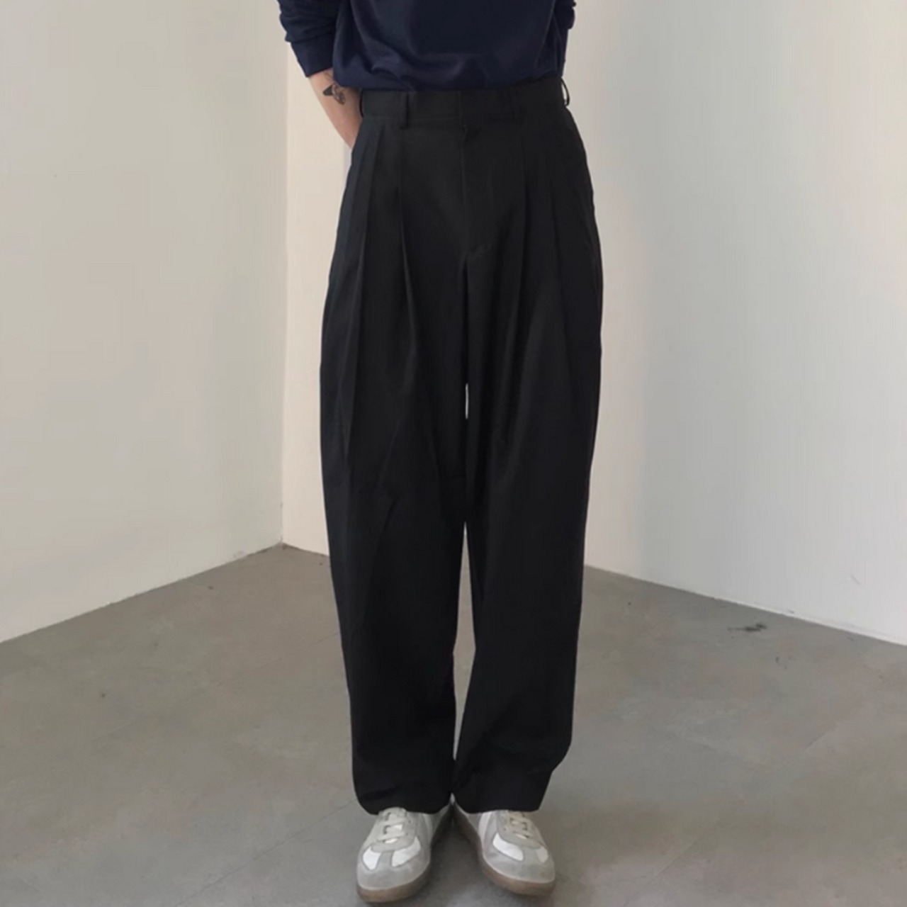 ルーズ立体プリーツモードパンツ　0780