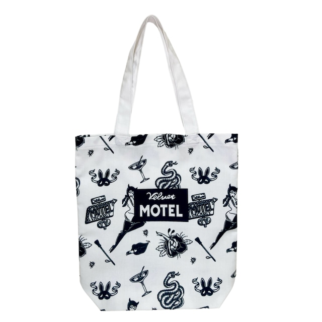 Tattoo総柄A4トートバッグ【MOTEL】WHITE