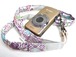 カメラストラップ　2㎝巾　コンパクトカメラ＆携帯用　両面　紅型デザイン　反物　小花　ピンク