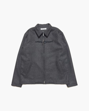 Toggle button zip up wool jacket