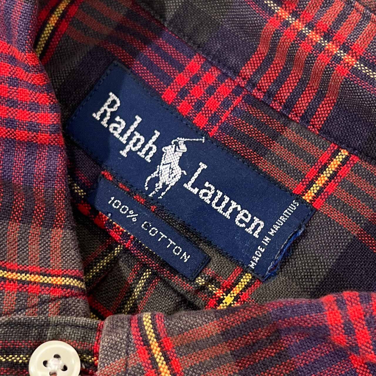 90s RALPH LAUREN ラルフローレン チェック BD ボタンダウン オックスフォード 長袖シャツ /メンズ/ビンテージ
