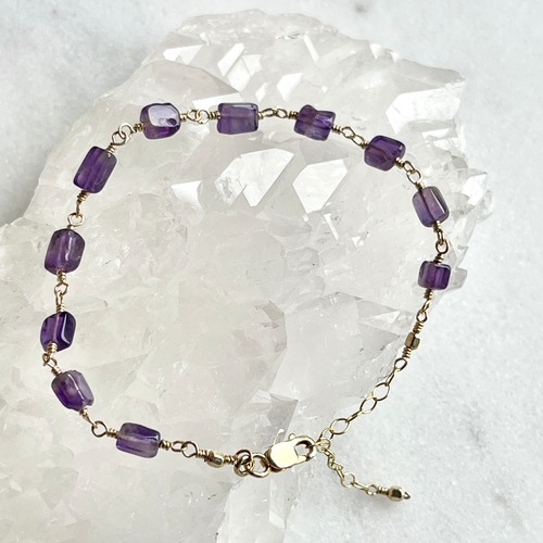 【超美石】アメジスト　ブレスレット（14金ゴールドフィルド製）5176